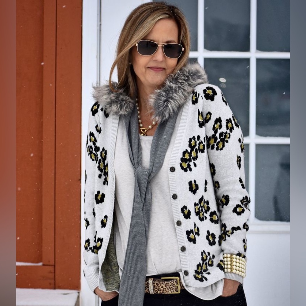 CAbi 5277 Kiki Leopard Animal Print Cardigan Sweater